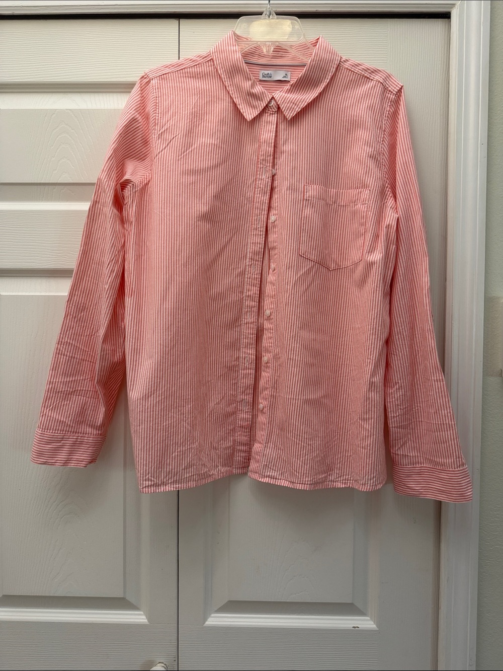 croft & barrow Coral Pink Thin-Striped Button Down Shirt